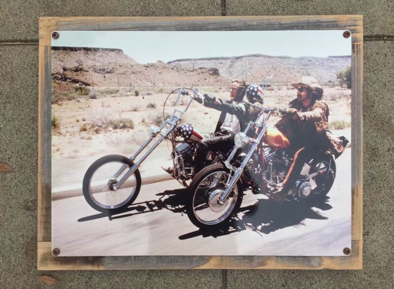 Easy Rider Motorcycle Chopper Biker Photograph Vintage  Harley Davidson Sign USA