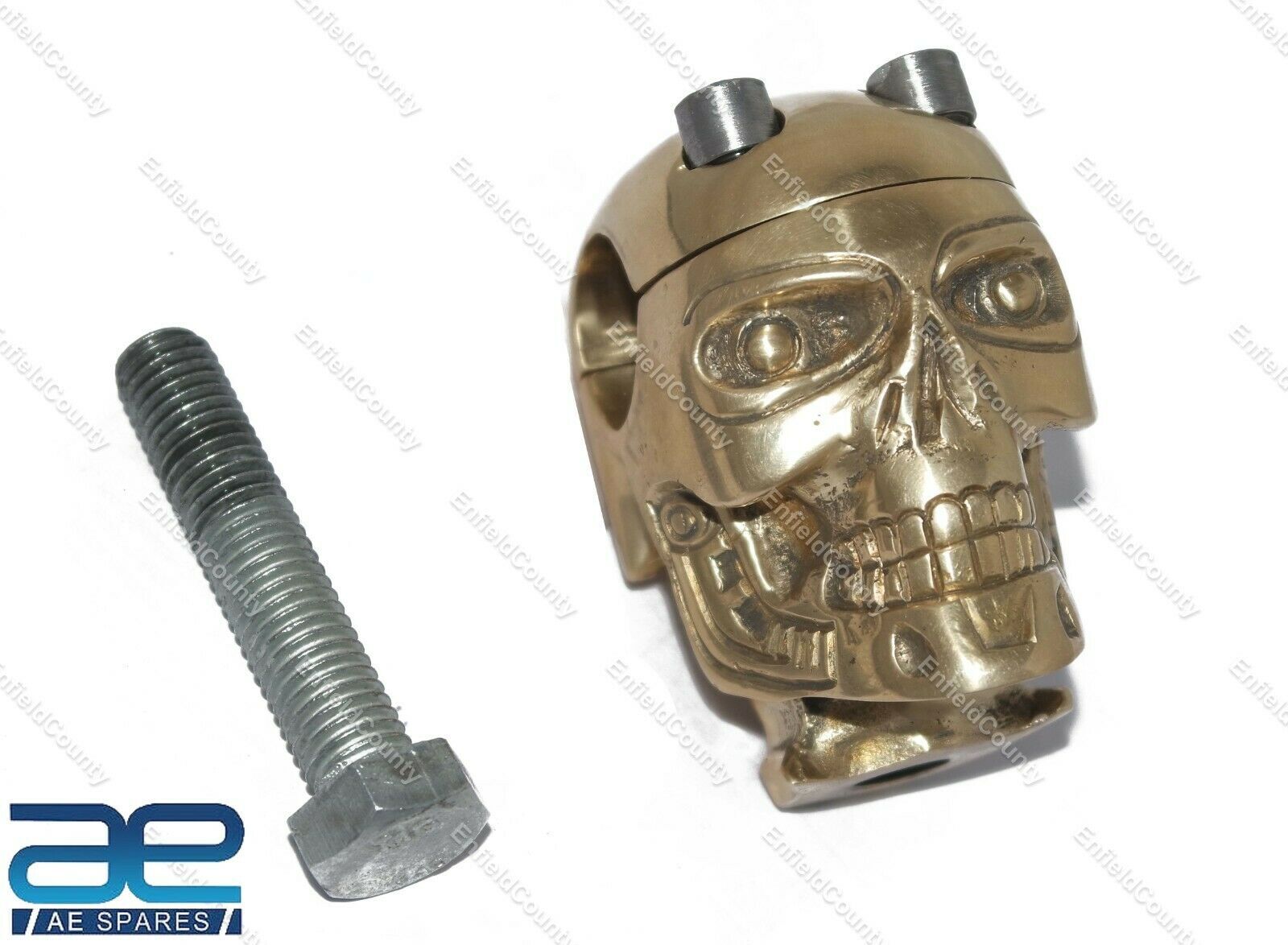 Skull Custom Brass Old School 7/8" Handlebar Risers for Harley Bobber 