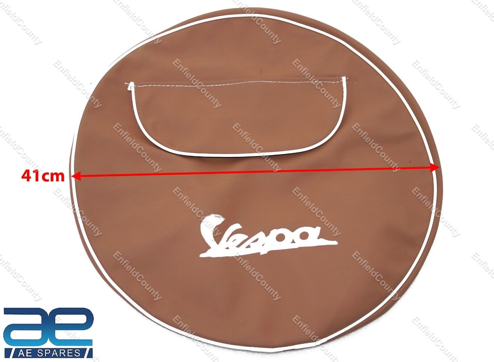 Vespa Tan Color 10" Inch Spare Stepney Wheel Cover With Pocket  