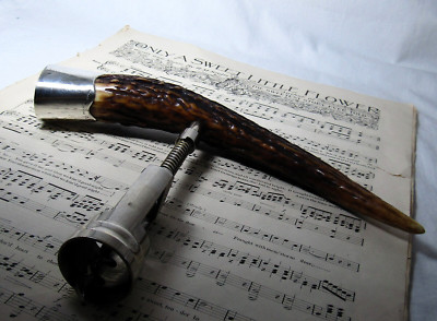   JH JOHN HASSELBRING STERLING ANTLER CORKSCREW 9 7/8  CONTINUOUS TURNING