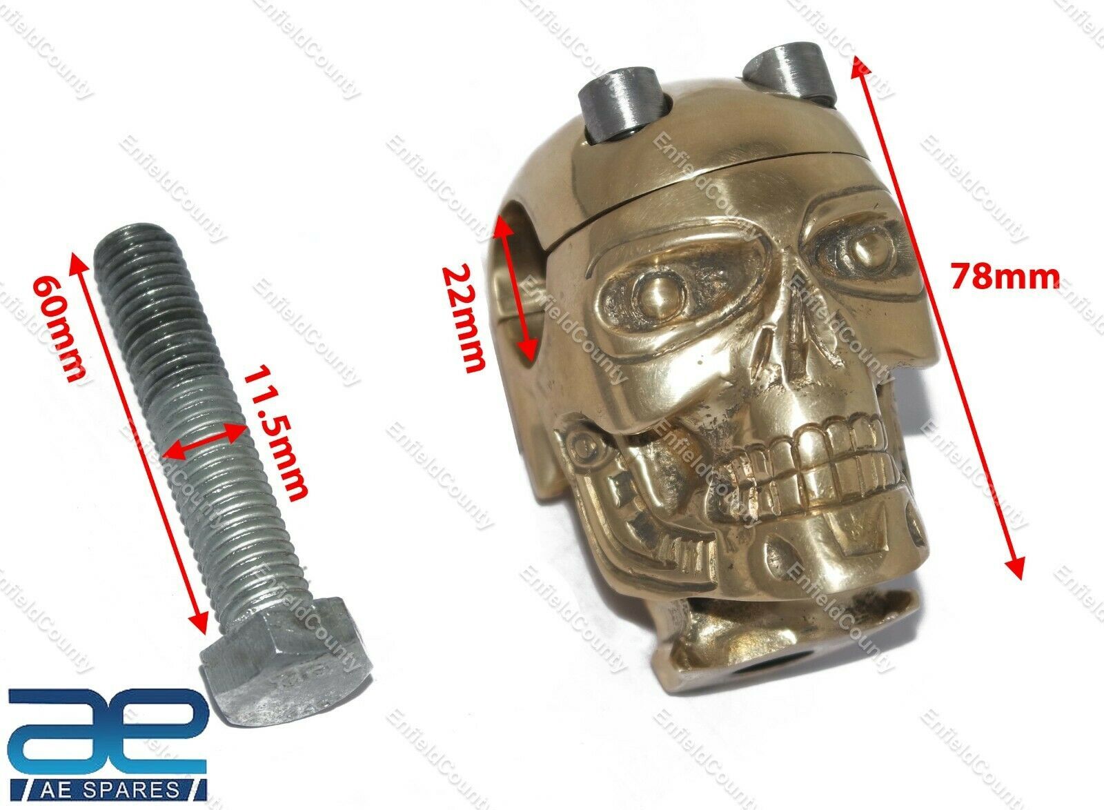 Skull Custom Brass Old School 7/8" Handlebar Risers for Harley Bobber 