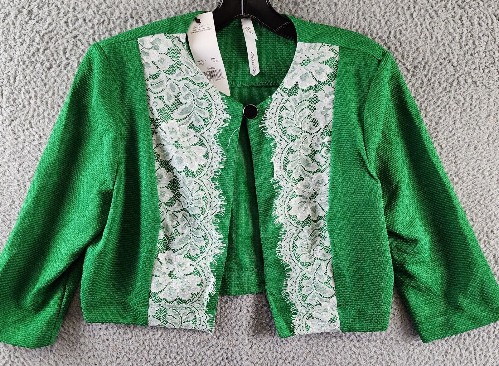 NY Collection Petite Two Piece Jacket And Dress Set Women's 12P Emerald Jacilynn - Picture 2 of 24