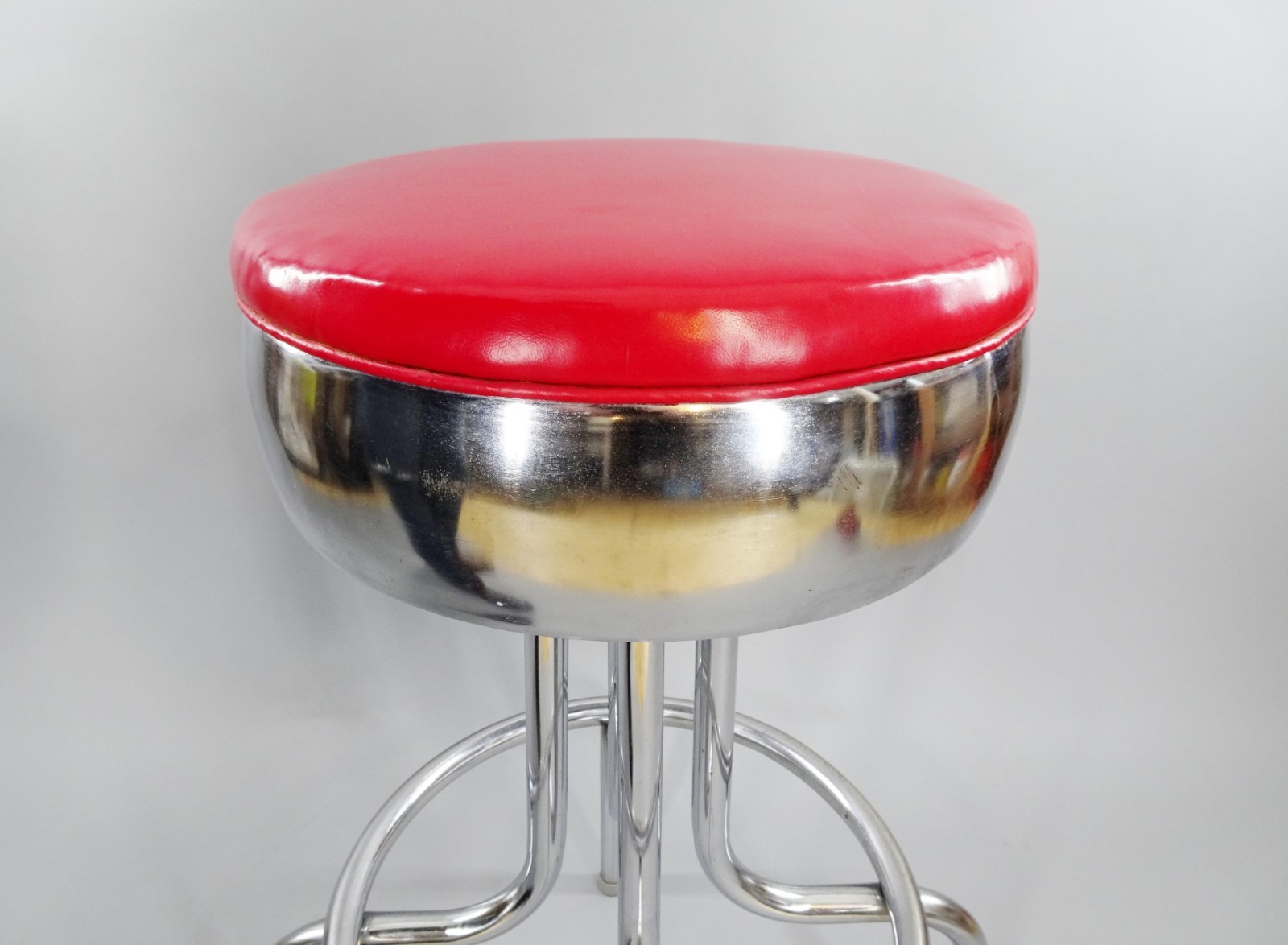 1950s Vintage Steak & Shake Swiveling Chrome Diner Bar Stool by Vitro Products