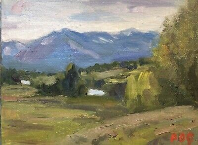 PDQ Artist Original Oil Painting Landscape Wyoming Mountains Impressionistic Art
