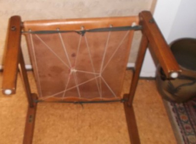 Scarce Vintage MCM Gold Medal Furniture Leather Safari Table Footstool Ottoman