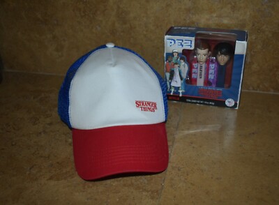 Stranger Things Netflix Series Dustin Halloween costume Trucker Hat Cap Pez set