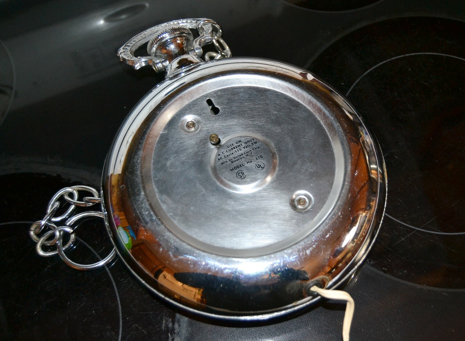 Vintage Mid Century ART DECO Chrome United Pocket Watch Wall Clock #370      t3