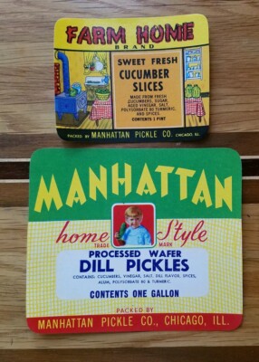 Manhattan Pickle Company Illinois Chicago Labels 1940's Farm Advertising Ad (2)