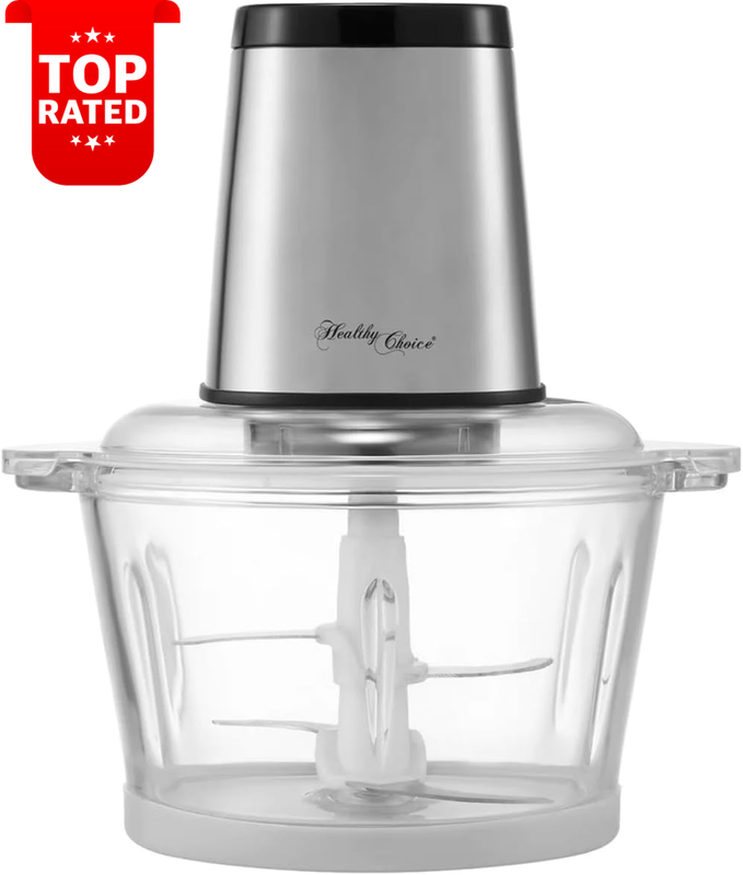 Large Electric Food Chopper 2L Glass Bowl 300W Two Speed Stainless Steel Blades