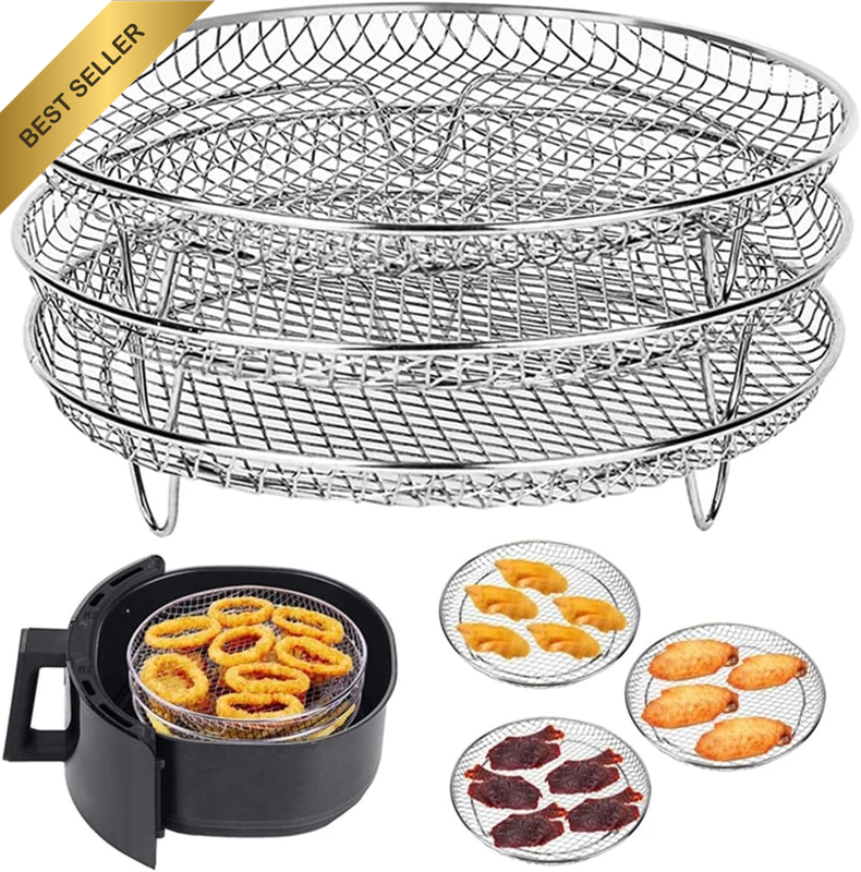 Air Fryer Rack Multi-Layer Double Basket Air Fryer Accessories 304 Stainless Ste