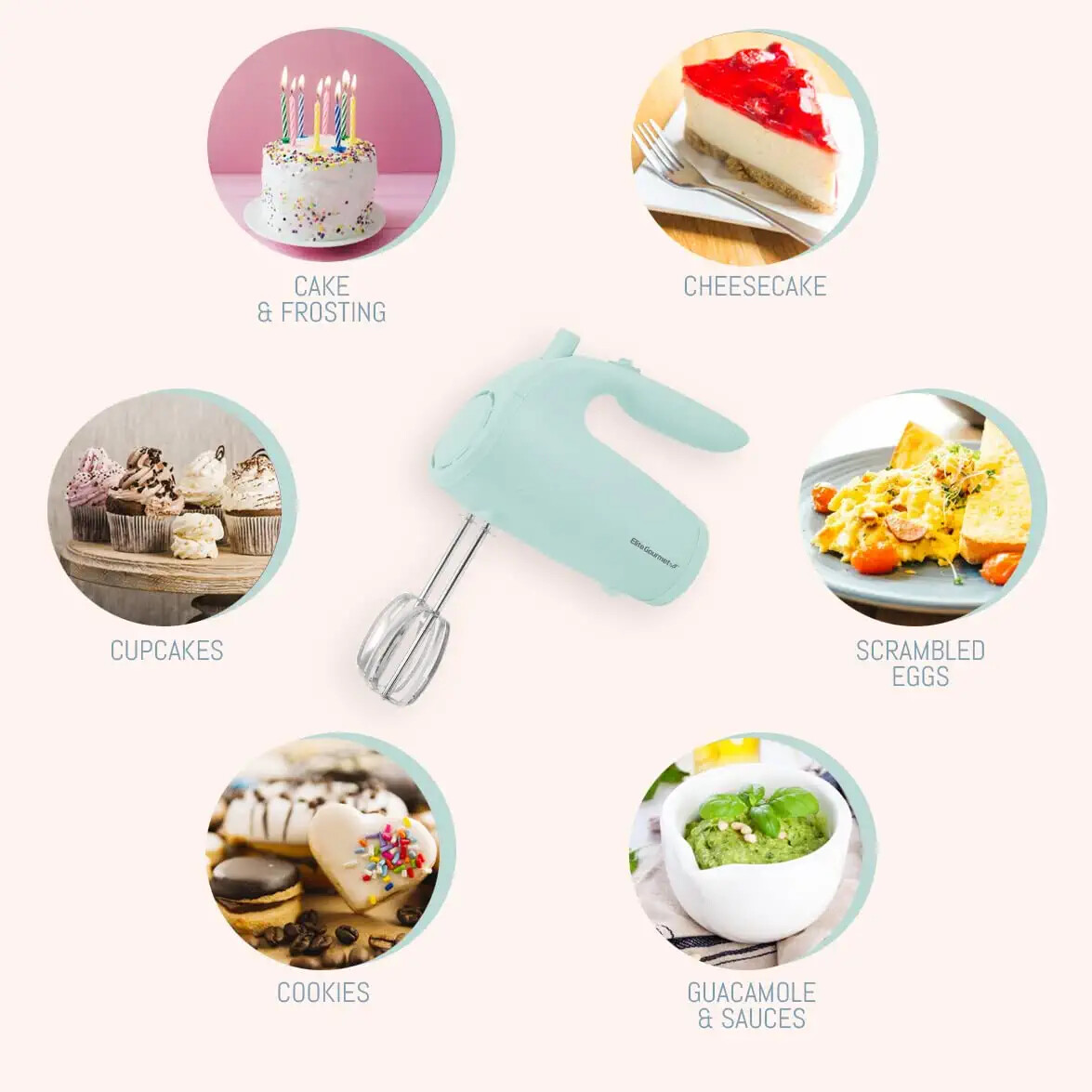 Elite Gourmet EHM003M Ultra Power Electric 5-Speed Kitchen Hand Mixer