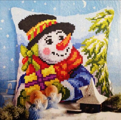 Orchidea 9563 Zweigart  Snowman  Cross Stitch Pillow Kit 16  X 16  NEW