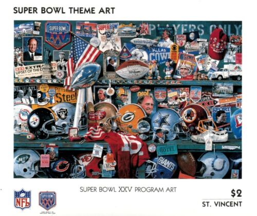 St. Vincent 1991 NFL Super Bowl Series, XXV Program Art Tampa FL Imperf S/S MNH