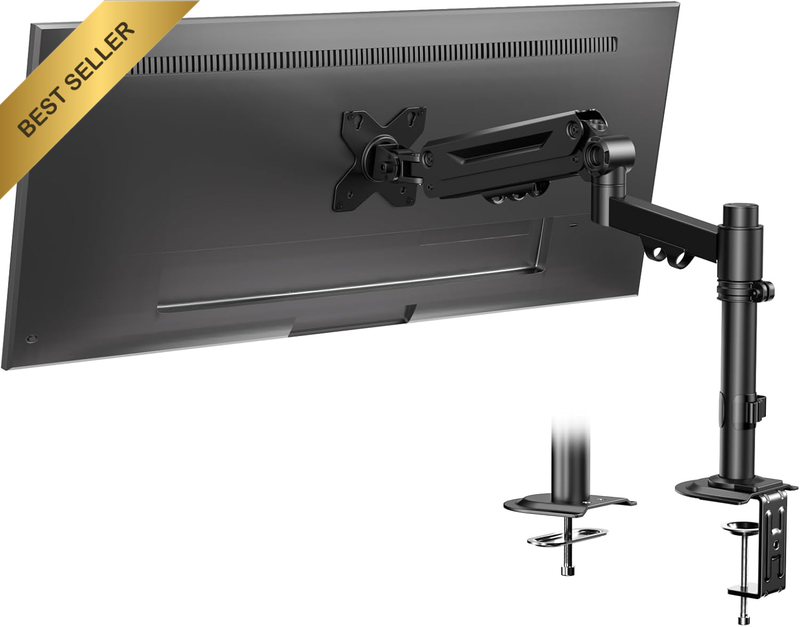 Single Monitor Arm for 17 to 40 Inch Screens - Fully Adjustable Gas Spring Monit
