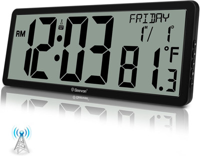 14.3'' Atomic Wall Clock Battery Operated, Large Atomic Digital Wall Clock with I