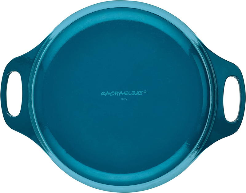 Rachael Ray Enameled Cast Iron Dutch Oven/Casserole Pot with Lid, 5 Quart, Teal