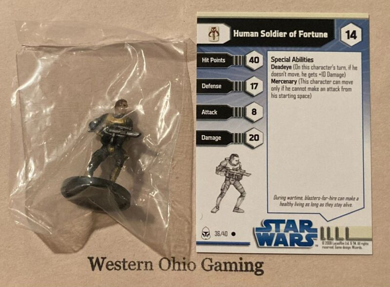Star Wars Miniatures Human Soldier of Fortune #36/40 NEW NIB SWM The Clone Wars