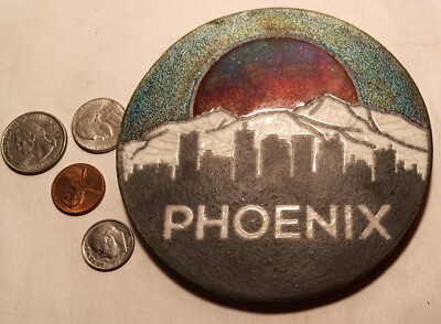 4.25'' J DILLER vtg PHOENIX arizona raku studio pottery drink wine bottle coaster