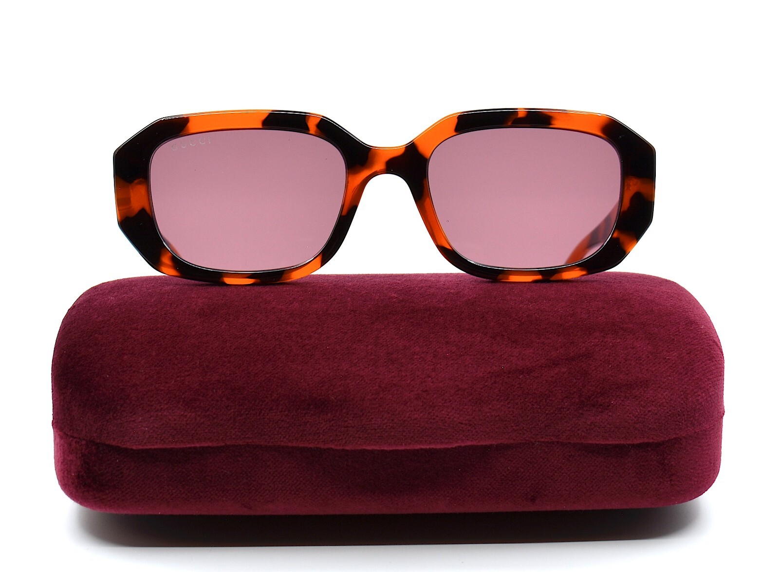 Pre-owned Gucci Gg1535s 005 Tortoise Orange Violet Lens Authentic Sunglasses 54-20 In Purple