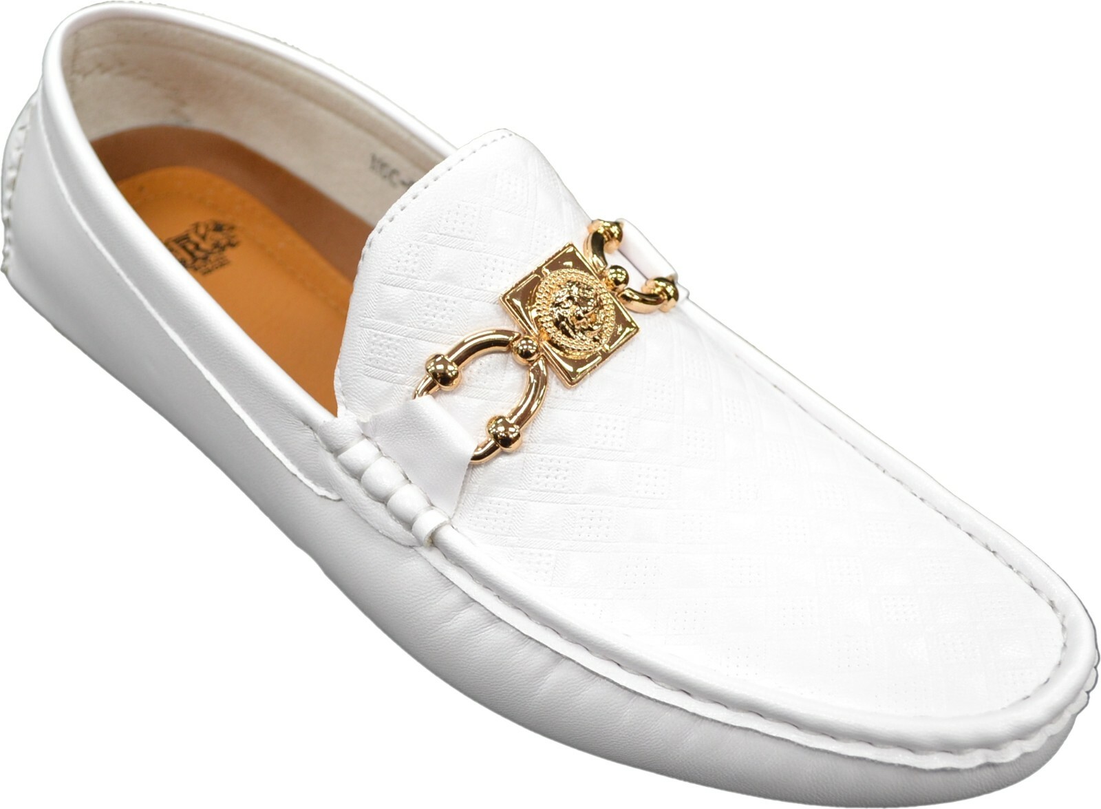 white and gold loafers mens