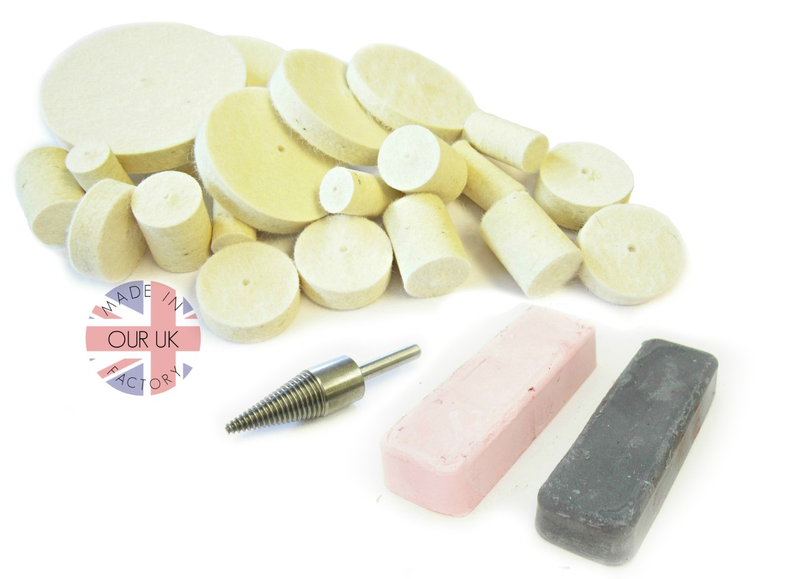 STEEL METAL POLISHING KITAA Compounds /soap & 20 felts Simply use with