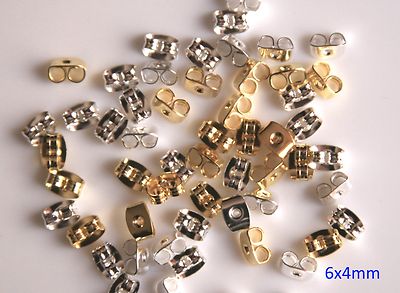 50Pcs 6x4mm Butterfly Earring Backs Stopper Scroll Ear Post Findings