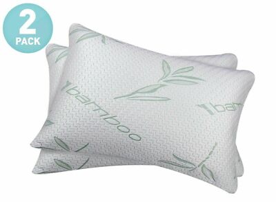 2 Pack Bamboo Memory Foam King Size Bed Pillow Cool Hypoallergenic Luxury