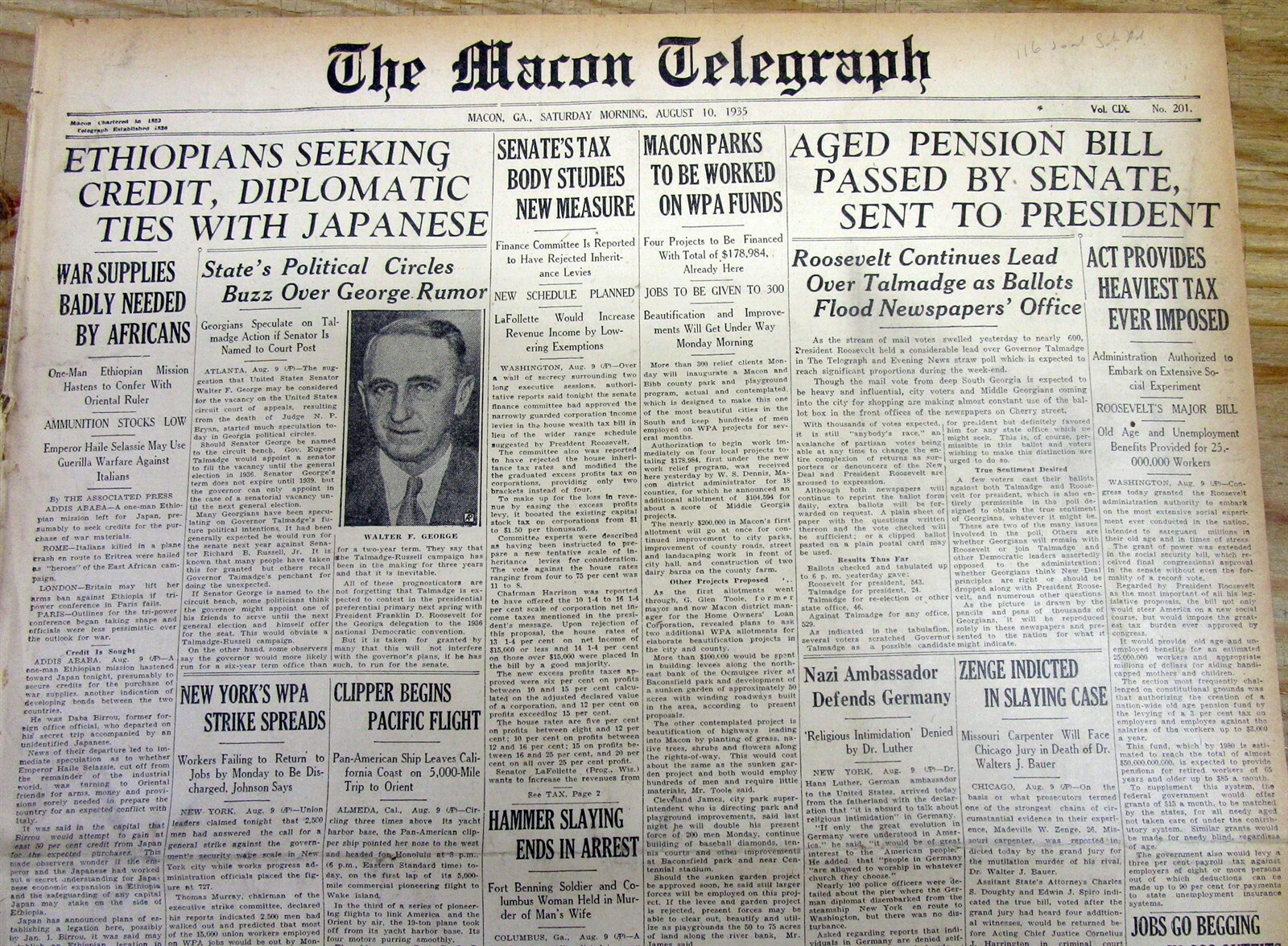 4 1935 newspapers CONGRESS PASSES 1st SOCIAL SECURITY ACT-is 
