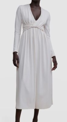 $350 Acler Women's Pink Front-Twist Pleated LongSleeve Midi Dress Size AU12/US8