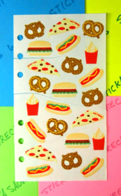 Junk Food Pizza Burger Fries Pretzels Hot Dogs Stickopotamus Cut Sheet Stickers