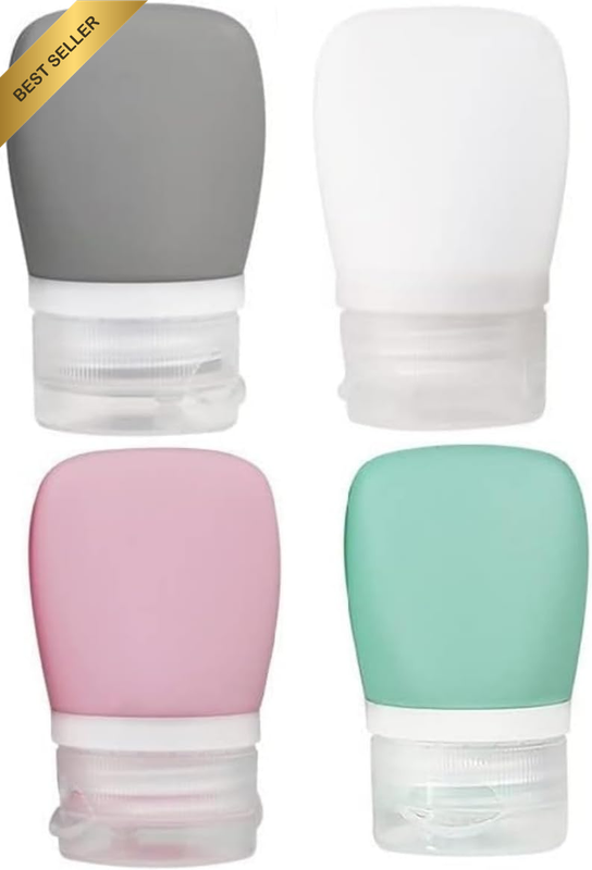 silicone Travel Bottles, 4 Pcs 30Mlsqueezable Containers,Refillable Shampoo and