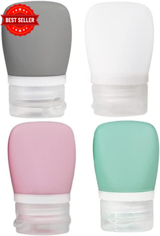 silicone Travel Bottles, 4 Pcs 30Mlsqueezable Containers,Refillable Shampoo and