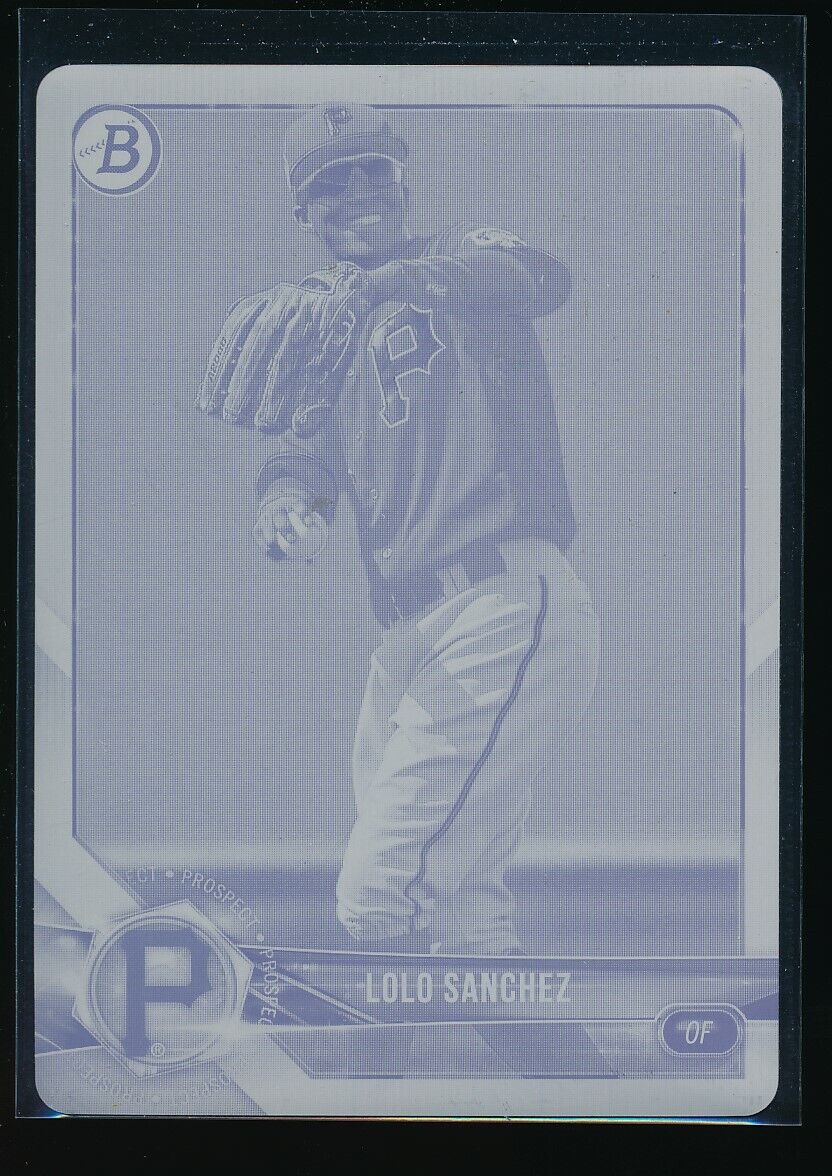 LOLO SANCHEZ 2018 Bowman Draft YELLOW PRINTING PLATE #1/1 Pirates Rookie Card RC. rookie card picture