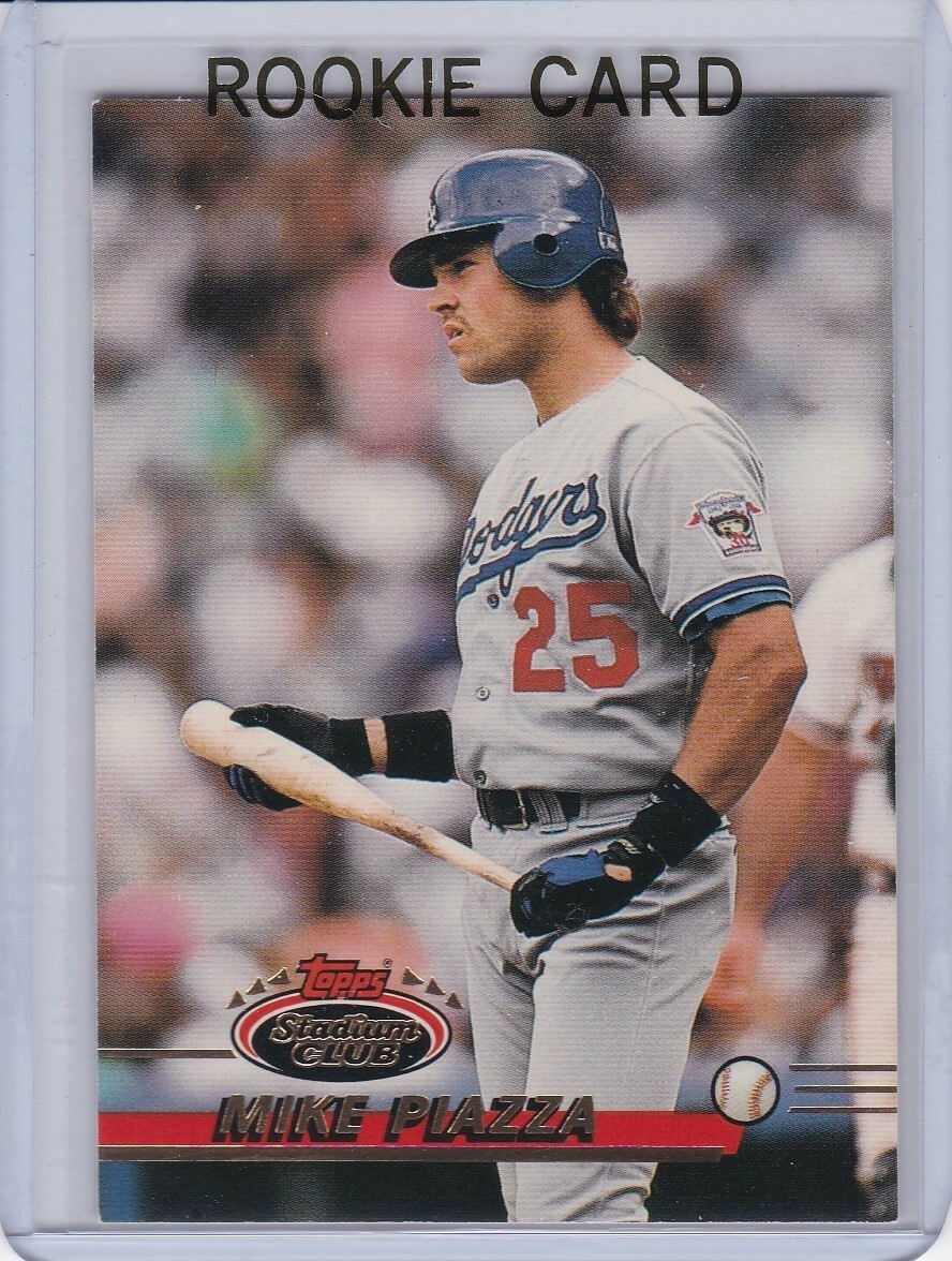 MIKE PIAZZA ROOKIE CARD Baseball Topps Stadium Club Los Angeles Dodgers TSC RC. rookie card picture