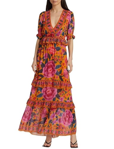 knee length dresses for ladies Farm Rio Yellow Fruit Dream Long Sleeve Mini Dress  Corner Luxe Consignment