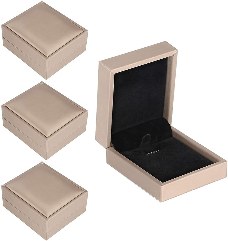 Necklace Pendant Box, 4 Pack PU Leather Jewelry Box, Gold Gift Boxes, Earring St
