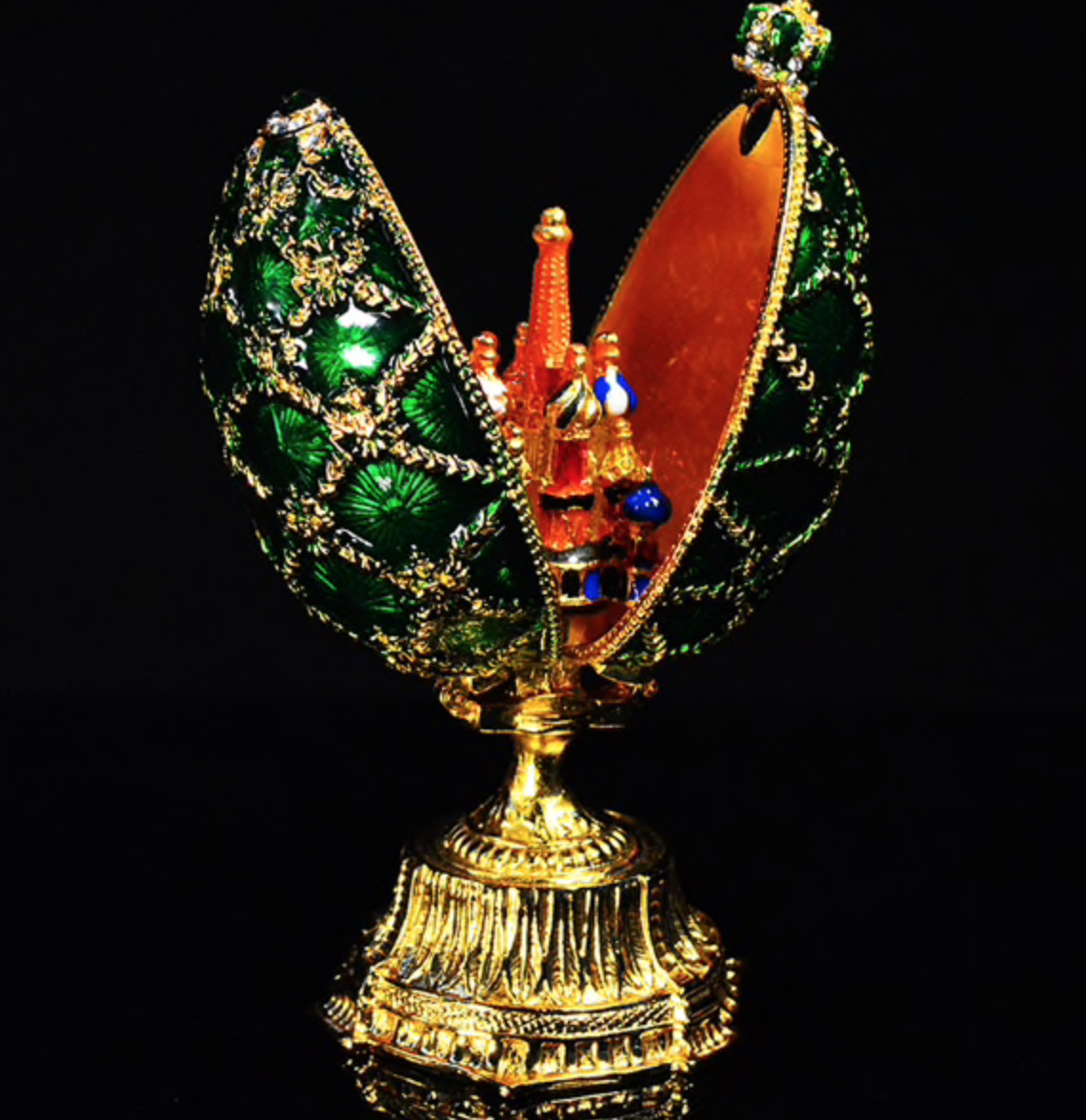 Faberge egg Emerald Green With Castle Inside