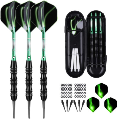 Professional Soft Tip Darts Set 20 Grams - 50 Rubber O-Rings + 30 Darts Plastic