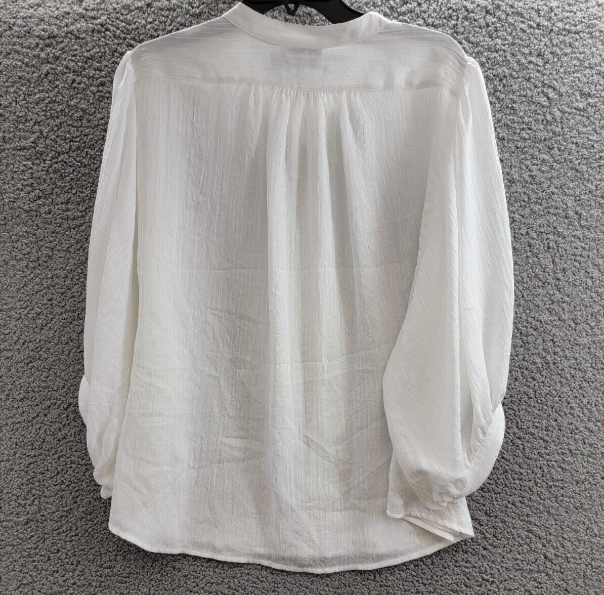 Calvin Klein Textured 3/4-Sleeve Blouse Women's XL White Button Front Closure - Picture 13 of 21