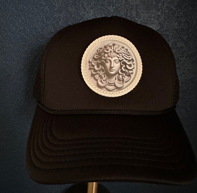 Custom Medusa trucker hat - brand new - black with white frame  medusa