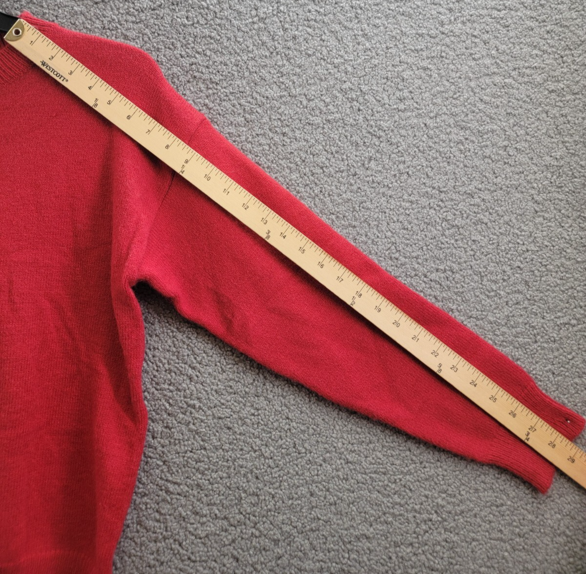 Line & Dot Double Layer Sweater Women's S Red Round Neck Long Sleeve Pullover - Picture 7 of 20