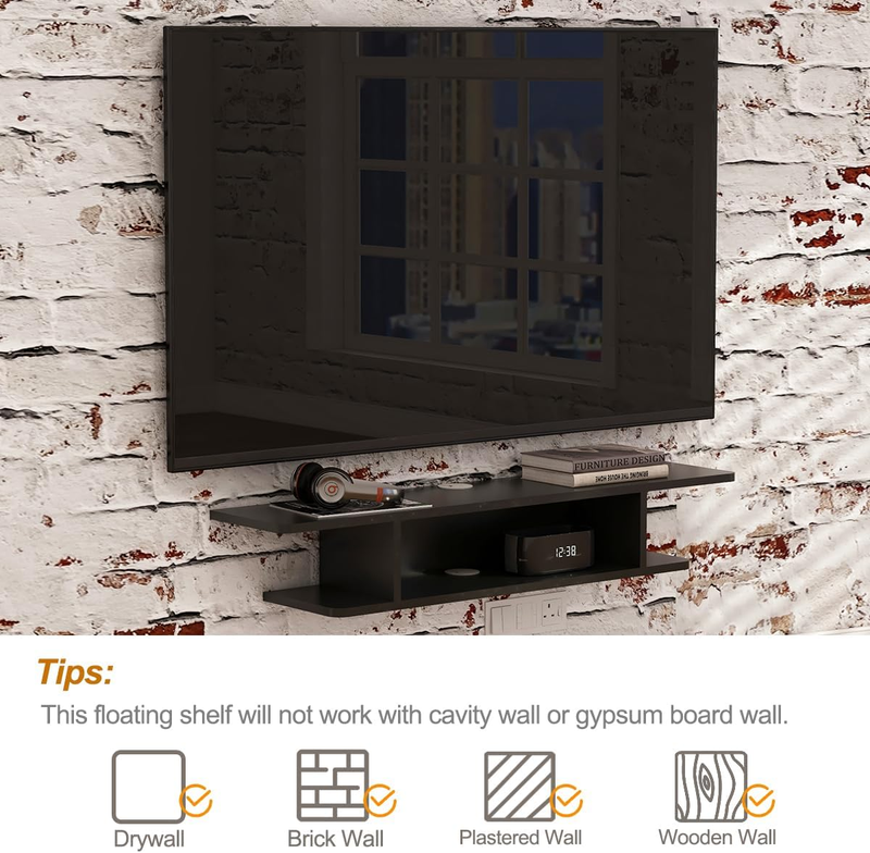 Floating TV Stand, Wall Mounted Entertainment Center and Cabinet Shelf, TV Conso