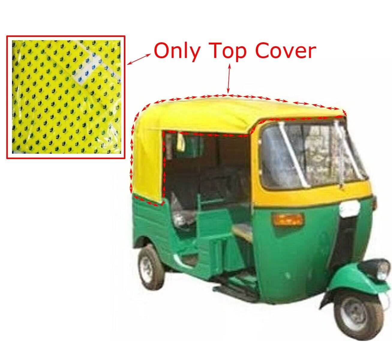 Yellow Top Tuk Tuk Bajaj Auto Taxi 3 Wheeler Soft Canopy Roof Top Hood Cover 
