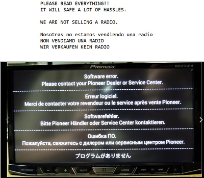 PIONEER AVIC-8000NEX SOFTWARE ERROR REBOOT FIRMWAR UPDATE FAILURE REPAIR SERVICE