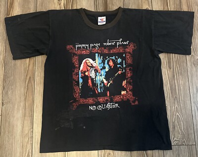 Vtg Jimmy Page Robert Plant No Quarter T Shirt  (un Ledd Ded Back Image) XL Read