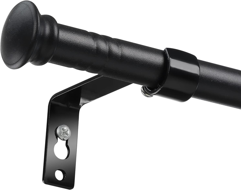 Matte Black Curtain Rods for Windows 28 to 48 Inch, 5/8 Inch Small Curtain Rod S