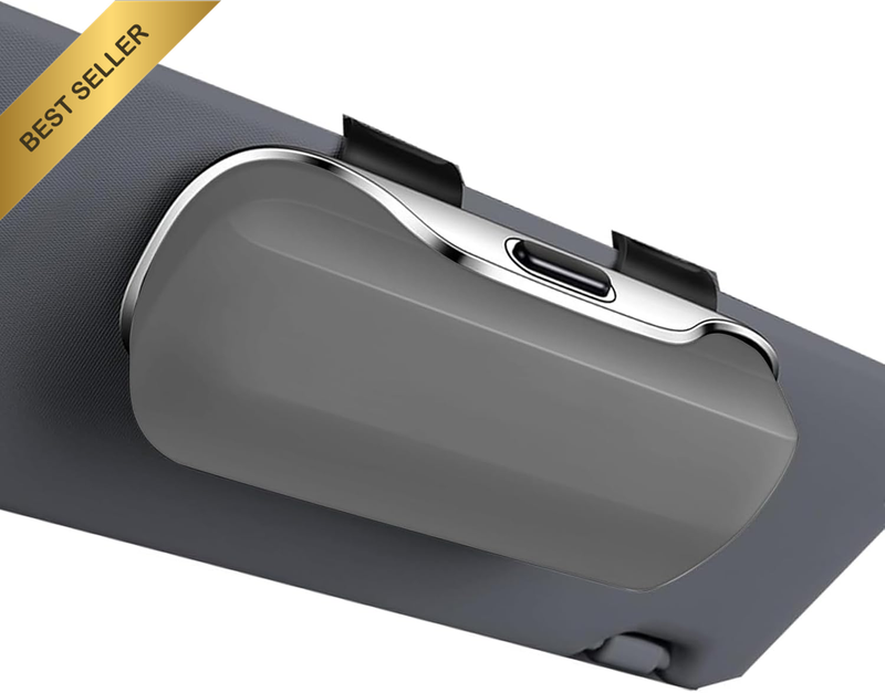 Car Sunglass Holder for Visor Black Glasses Case with Soft Lining One-Hand Acces