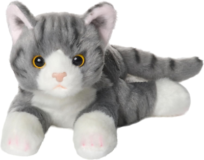 Bearington Lil Socks Small Plush Stuffed Animal Gray Striped Tabby Cat, Kitten