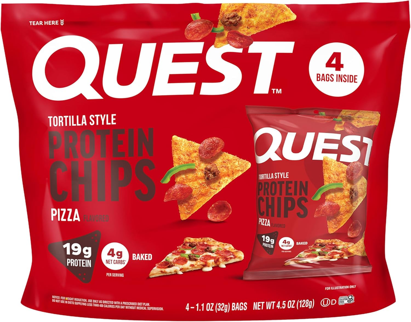 Protein Chips Pizza Tortilla Style 19G Protein Low Carb Gluten Free Keto 4Pk