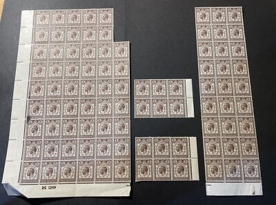 Great Britain Stamps, 1929 PUC 1 1/2d. Brown Mint Multiples
